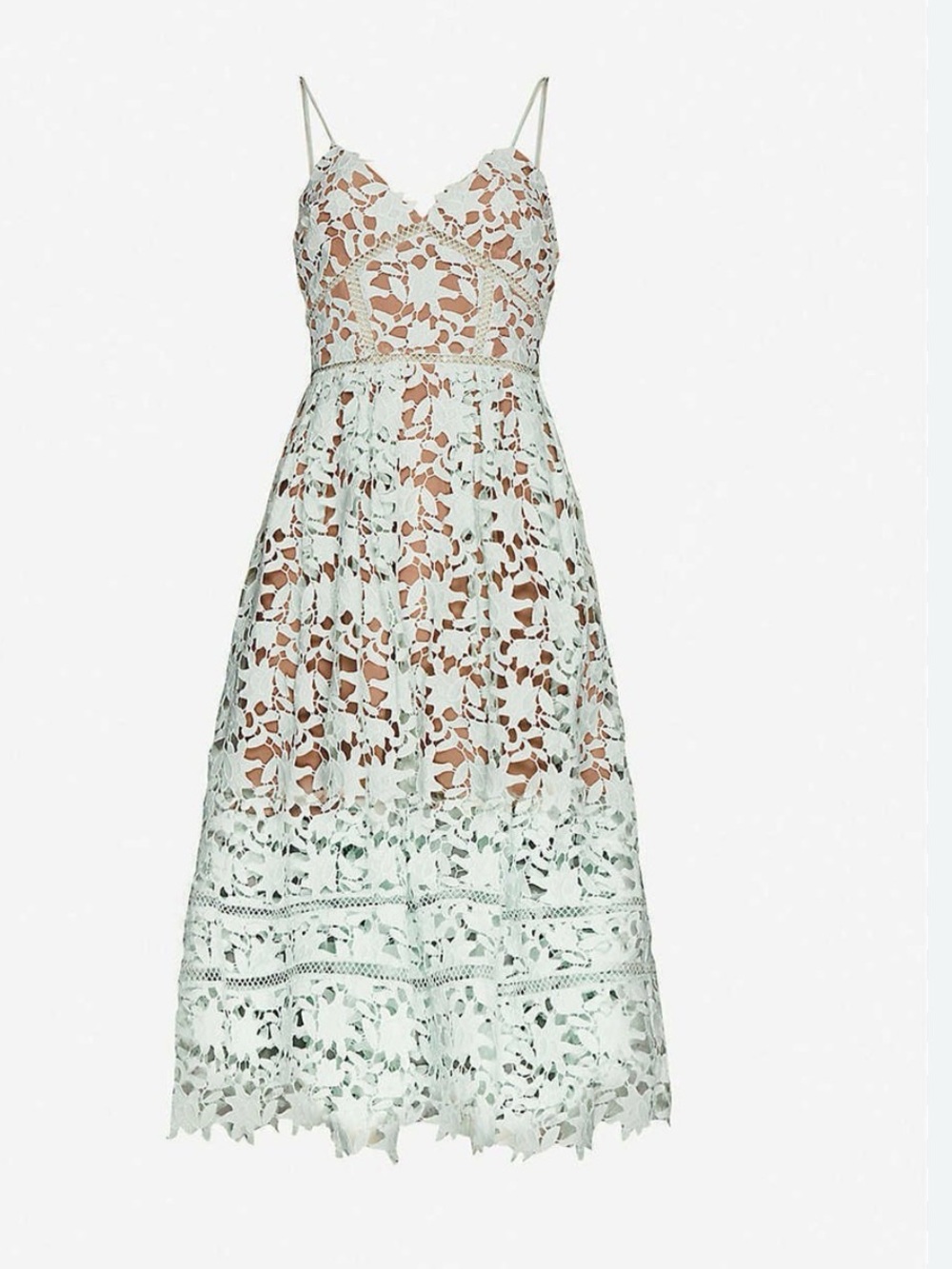 Self Portrait Azalea Strap Lace Midi Dress in Mint